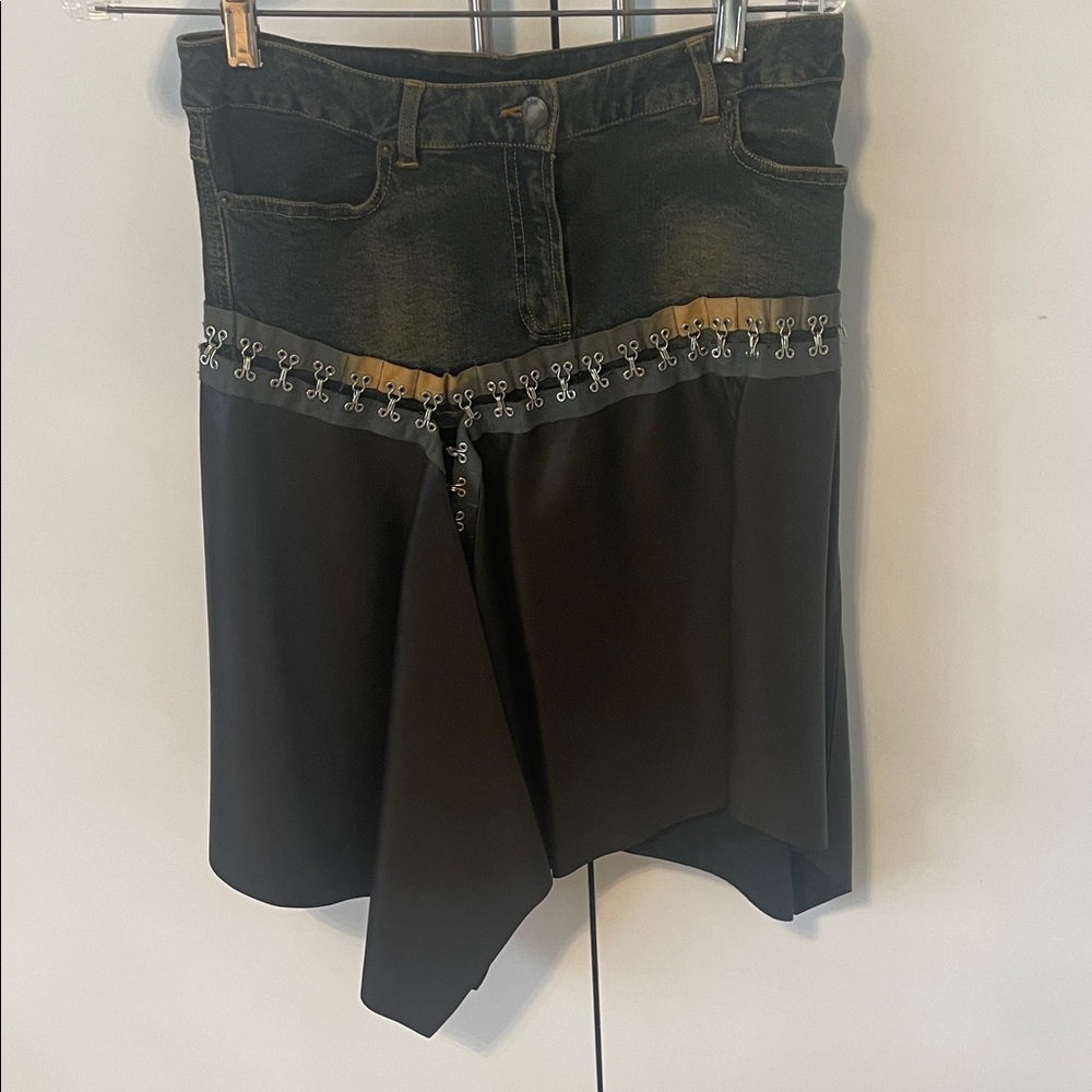 Leather with Denim Skirt